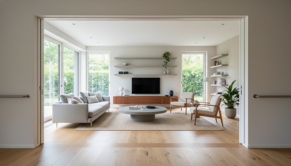 Barrierefreies Wohnzimmer mit modernem Design in Pinneberg