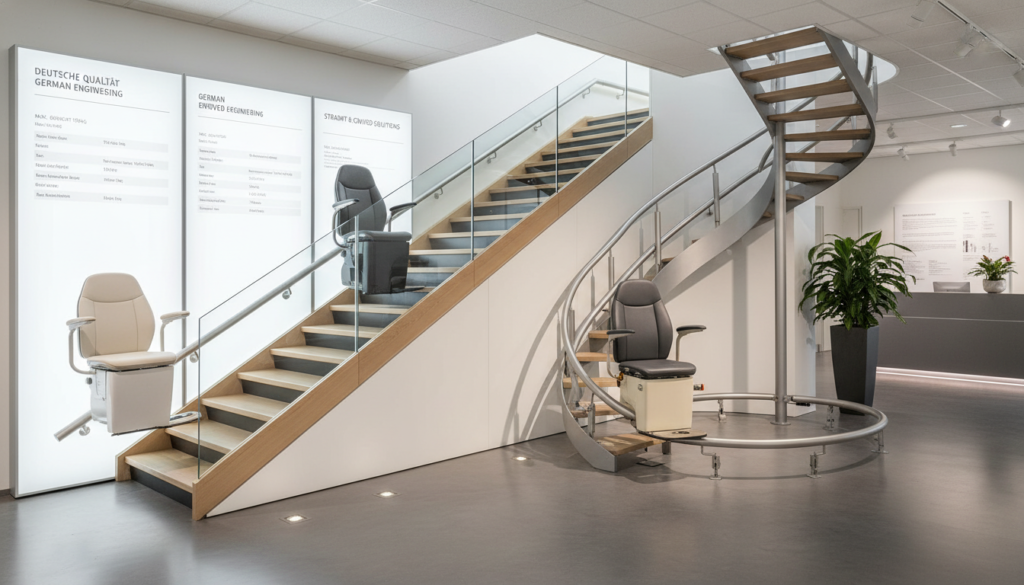 Verschiedene Treppenlift-Modelle im Ausstellungsraum